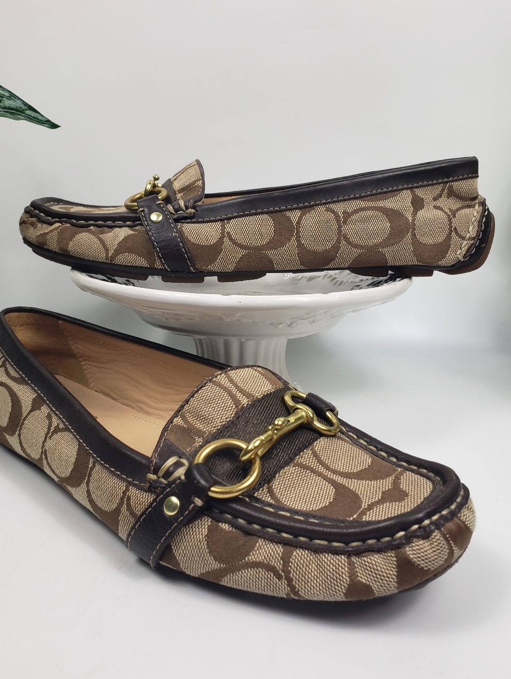 COACH Signature Canvas w/ Horsebit Buckles - Driving Loafers Classic Iconic 8 - Picture 1 of 14